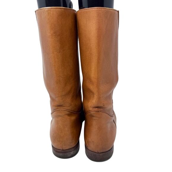 Vintage HipOppoTamus Cognac Brown Leather Mid Calf Boots Men's Size 9.5 Pull On - Picture 5 of 10
